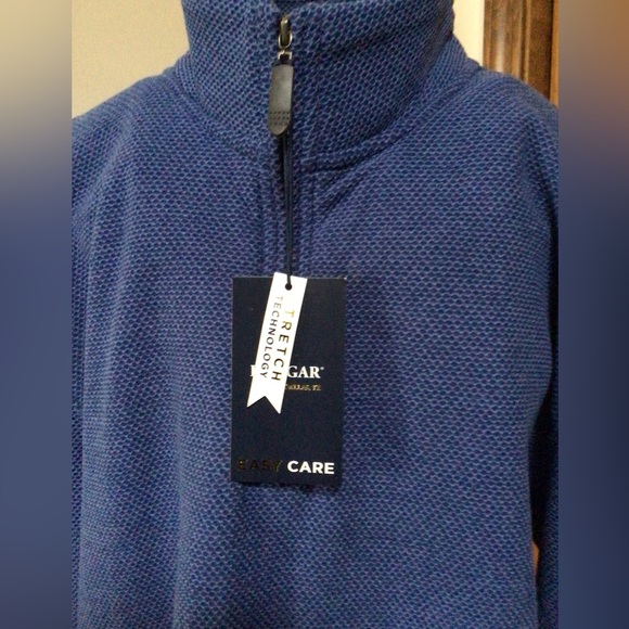 Men's Haggar Clothing Blue Pullover Quarter Zipper Sweater NEW, Large - Picture 3 of 8